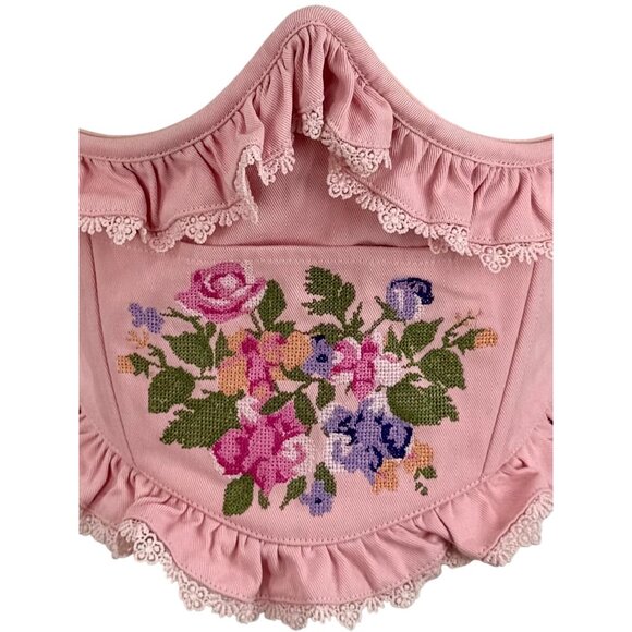Sugar Thrillz Pink Embroidered Floral Under Bust Crop Top • Coquette Soft Goth L - Picture 3 of 14